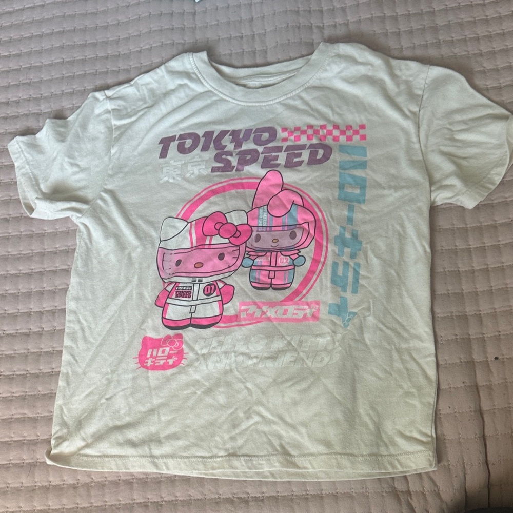 Hello Kitty Tokyo Speed Kids T-Shirt - Cream and Pink